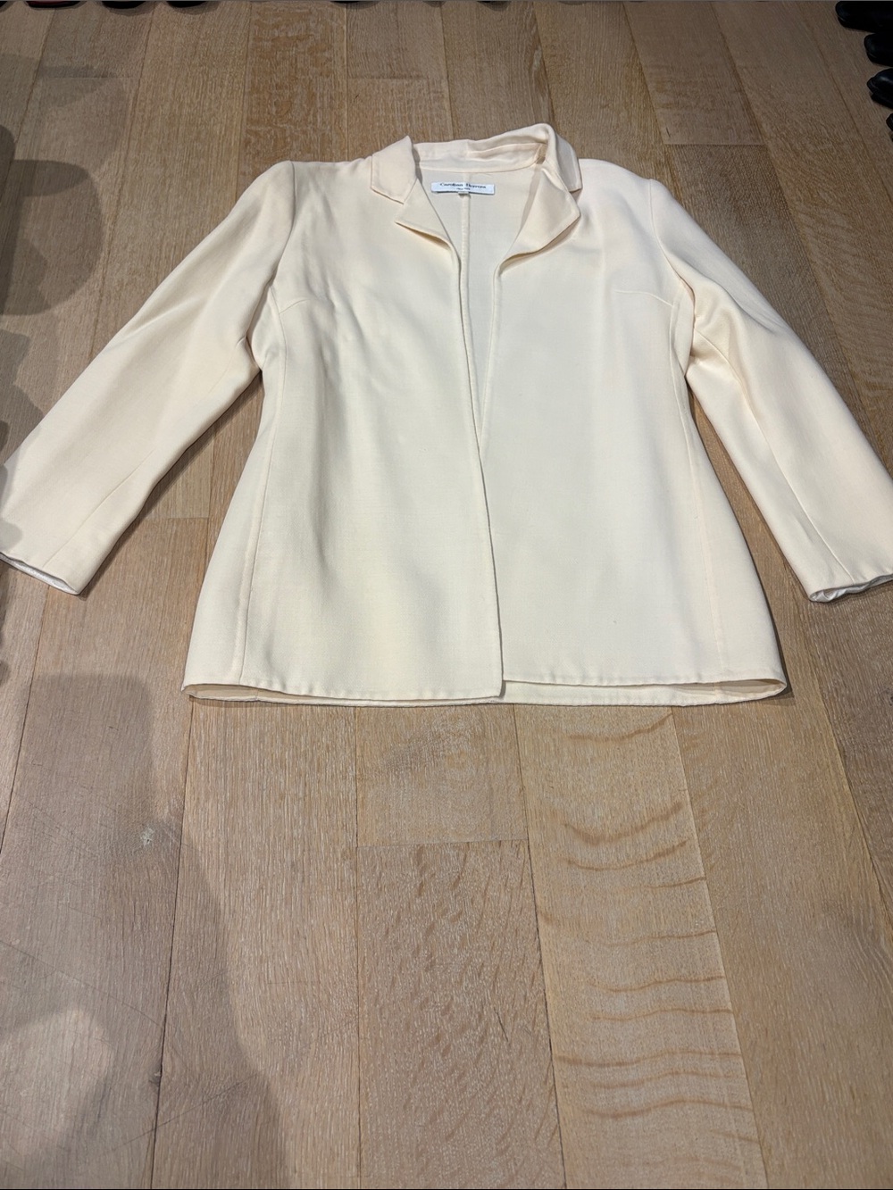 Carolina Herrera Cream Collarless Open-Front Blazer